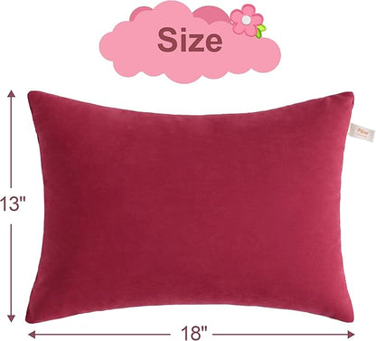 BEDSUM 2 Pack Pillows, 13"x18" Microfiber Pillows for Travel, Pets, Soft and Machine Washable Small Pillows for Neck, Wrist, and Knee Comfort, Red