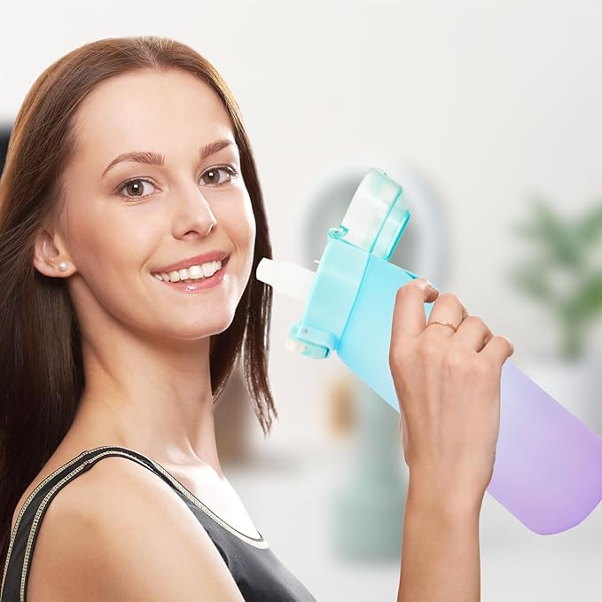 Air Water Bottle,650ML Scent Water Cup with 7 Flavour Pods,Leak Proof Sports Water Cup with Straw Suitable for Outdoor Sports,Kids Gifts (Blue Purple)