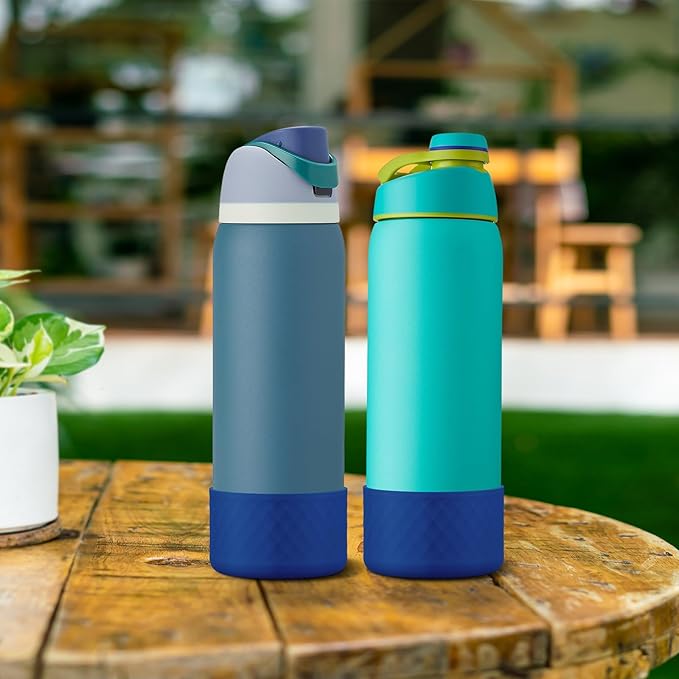 2PCS Silicone Water Bottle Boot for Owala 24oz 32oz 40oz, Anti-Slip Protective Sleeve Bottom Bumper Protector for FreeSip, Twist, and Flip Stainless Steel Water Bottles