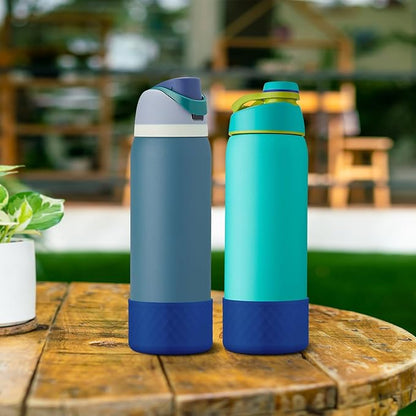 2PCS Silicone Water Bottle Boot for Owala 24oz 32oz 40oz, Anti-Slip Protective Sleeve Bottom Bumper Protector for FreeSip, Twist, and Flip Stainless Steel Water Bottles