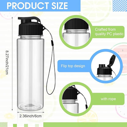 30 Pieces 17 oz Water Bottle Bulk Plastic Water Bottles Bulk with Handle Strap Lightweight Leakproof Drink Flip Top Bottles for Adults Fitness Gym (Black)
