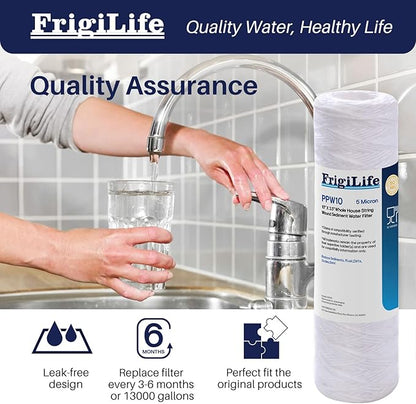 5 Micron 10" x 2.5" String Wound Sediment Water Filter Cartridge for Well filter Universal Replacement with Any 10 inch RO Unit, WP-5, CFS110, Aqua-Pure AP110, WP-5, Culligan P5,(Pack of 4)