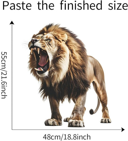 Lion Wall Decals, Vinyl Removable 3D Stickers for Bedroom Nursery Decor - Peel and Stick Cute Baby Girl Boy Toddler Kids Room Art Decoration, Woodland Forest Safari Jungle Mural Waterproof