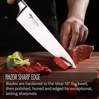 MAD SHARK Basic Chef Knife 8 inch Premium Kitchen Knife, German High Carbon Stainless Steel Ultra Sharp Chef's Knife with Ergonomic Handle & Gift Box, Perfect for Chopping Meat, Fish, Fruit, Vegetable
