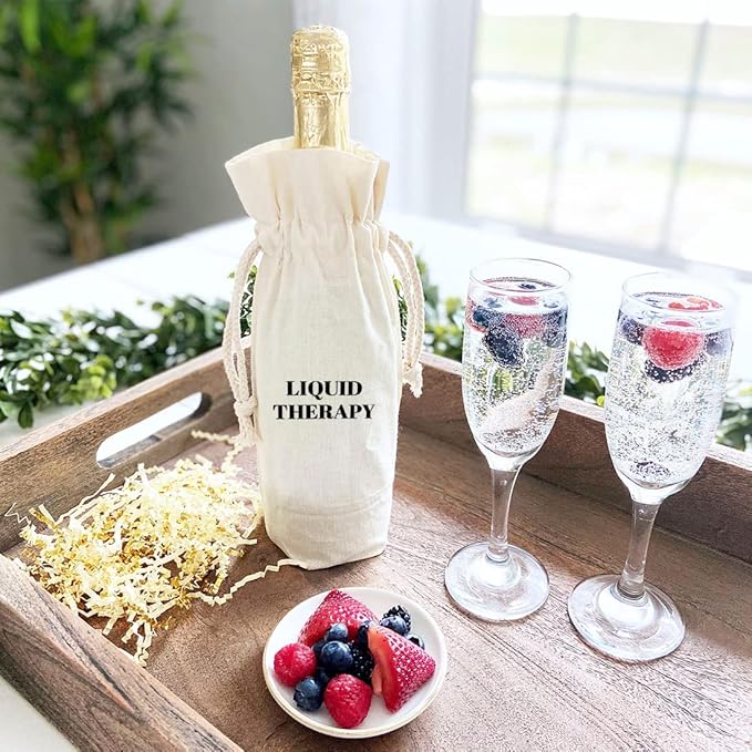 Andaz Press Mothers Day Wine Bag, Liquid Therapy, Mothers Day Wine Bottle Cover, Mother's Day Gifts, Canvas Wine Gift Bag Champagne Bottle Bag Funny Wine Bags For Wine Bottles Gifts 1-Pack