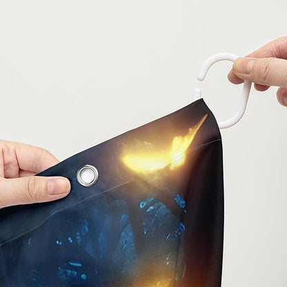 AILONEN Cartoon Frog Shower Curtain,Guitar Frog Fabric Shower Curtains for Bathroom,Magic Mushroom Weighted Polyester Cloth Bath Curtain Set,Mysterious Butterfly Bathroom Curtain,72" W*78" H