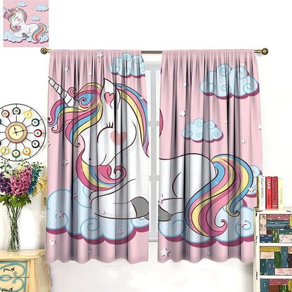 Unicorn Curtain for Kids Bedroom,Pink Cartoon Rainbow Darkening Curtains Decor Sliding Curtains Decorative Curtains for Girls Boys Baby Room,Living Room Decoration 42x63inch(107x160cm)