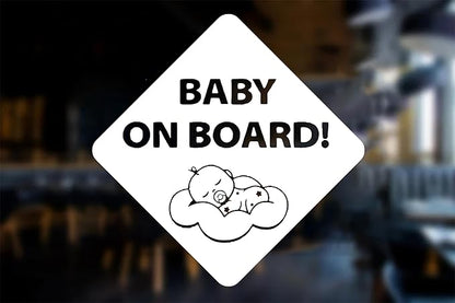 Baby on Board Sleepy Baby Viynl Decal Sticker for Windows, Car Sticker | Cars Trucks Vans, Bumper Sticker, Size: 5inch (White)