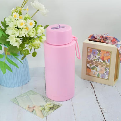 AGH 30oz Water Bottle - Double Wall Vacuum Insulated Stainless Steel Tumbler with Straw - Pink