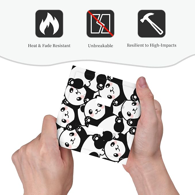 Cute Panda Double Toggle Light Switch Covers 2 Gang Wall Plate Dual Decorative Switchplate Electrical Faceplate for Bathroom Country Kitchen Bedroom Decor, 4.9" x 5"