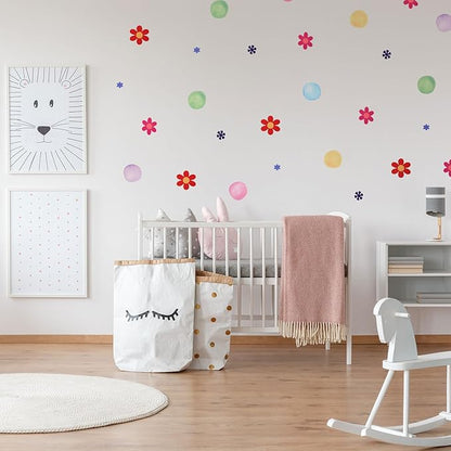 uxcell 19 Pcs (2 Sheet) Polka Dots Wall Sticker, PVC Peel and Stick Rainbow Wall Decal Sticker for Bedroom Classroom, Colorful