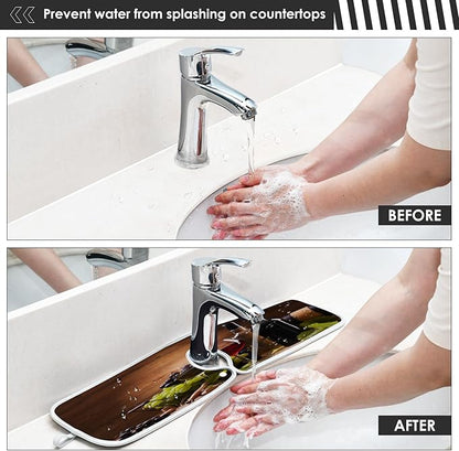 Red Wine Grapes Faucet Water Catcher Mat 2 Pack Vintage Wooden Background Drying Mat Absorbent Bathroom Faucet Handle Drip Catcher Tray Bar RV Kitchen Sink Splash Guard 30x5 Inches