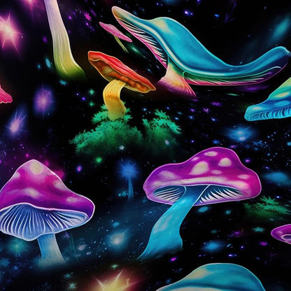 AILONEN Colorful Magic Mushroom Shower Curtain,Natural Fungal Plants Shower Curtain Set for Bathroom,Boho Style Waterproof Fabric Bath Curtain for Kids Girls, 72" W*78" H