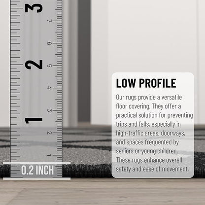 Machine Washable Moroccan Trellis Design Non-Slip Rubberback 2x5 Traditional Indoor Runner Rug for Hallway, Kitchen, Bedroom, Entryway, 20" x 59", Dark Gray