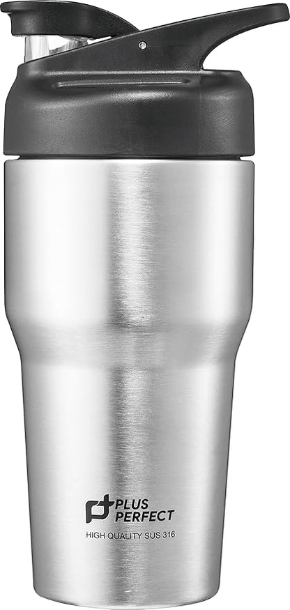 27 OZ 316 Stainless Steel Vacuum Insulated Travel Mug With Leak Proof Flip For Both Straw & Spout, Double Walled Seamless to Keep Hot And Cold, Sliver
