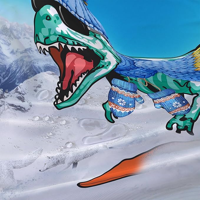 AILONEN Dinosaur Shower Curtain for Boys,Snow Wolf Shower Curtain, 72" W*78" H Waterproof Dino and Wolf Animals Themed Decor Bathroom with Grommets and Hooks