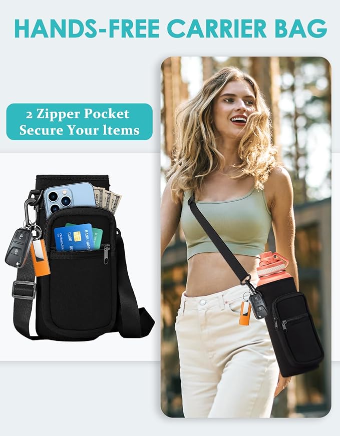 Pink 40 oz Insulated Water Bottle - with Straw Spout Lids, Triple Wall Stainless Steel Water Bottles Cold 48H Hot 24H, Wide Mouth Hydro Jug Metal Flask with Handle, Strap Carrier Bag for Women