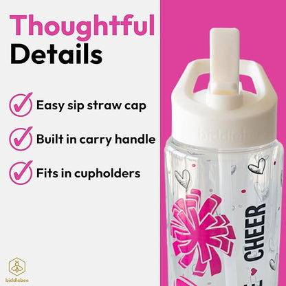 32oz Cheerleader Water Bottle with Straw Lid | BPA-Free Reusable Bottles for Cheerleaders, Cheer Team or Cheerleading Coach | Great Gifts for Girls, Coaches