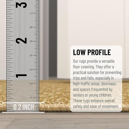 Machine Washable Modern Solid Design Non-Slip Rubberback 2x5 Traditional Runner Rug for Hallway, Kitchen, Bedroom, Entryway, 20" x 59", Beige