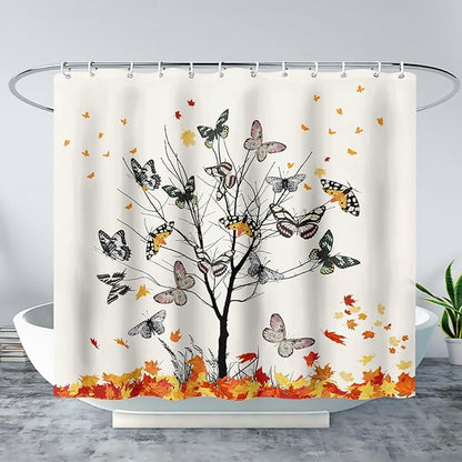 AILONEN Butterfly Shower Curtain,Vintage Colorful Butterflies Art Bath Curtain Minimalist Bathroom Curtain 72" W*78" H Polyester Waterproof Bathroom Curtain with 12 Hooks