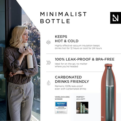 LARS NYSØM Stainless Steel Insulated XL Water Bottle 12oz 17oz 25oz 34oz 51oz | BPA-free Insulated Thermo Flask for Hot and Cold Beverages | Leakproof Large Drinking Bottle (Brick Red, 51oz)