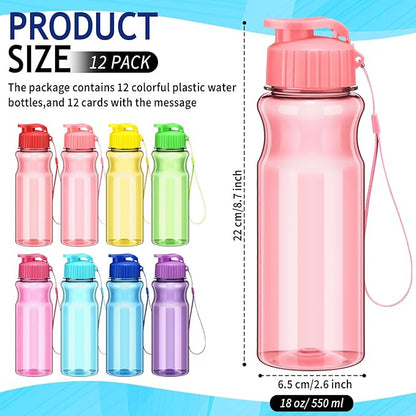 Water Bottles Bulk End of the Year Gifts for Students 18 oz Portable Sports Water Bottle Summer Graduation Student Gifts from Teacher for Kids School Classroom Prizes Goodie Bag (12)