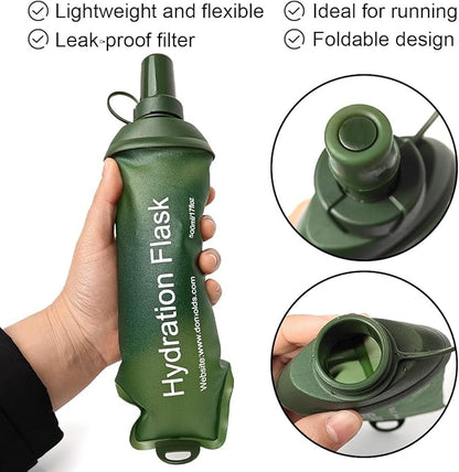 250ml Soft Flask, TPU Collapsible Soft Water Bottle for Hydration Pack, Running Vest, Folding Water Bottle for Hiking Cycling Climbing-1Pcs, Green