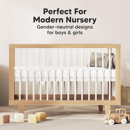 2-Pack Mini Crib Sheets Fitted, Pack and Play Sheets - Organic Cotton Pack N Play Sheets for Pack and Play Mattress, Playard Baby Crib Sheets, Jersey Crib Sheets Neutral for Boys, Girls (Meadow)