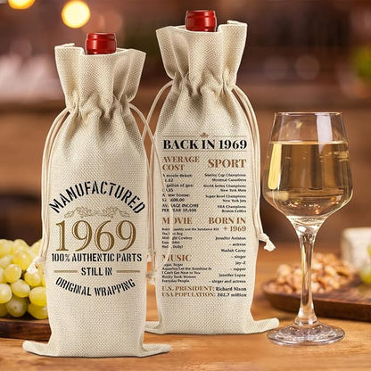 55th Birthday Decorations for Women Men, 55th Birthday Gift for Women, 55 Years Old Gift Ideas for Him Her Friends Dad Mom, Happy 1969 Anniversary Decorations Wine Bag, Wine Gifts Wine Gift Bag