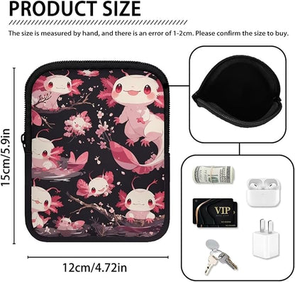 Axolotl Cherry Blossom Stanley Cup Pouch with Adjustable Strap Water Bottle Storage Bag 20oz-40oz IceFlow Tumbler Pouch for Stanley Accessories