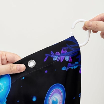 AILONEN Mushroom Shower Curtain for Bathroom, 3D Oil Painting Mushroom Bath Curtain,Blue Purple Fairy Fantasy Fungus Botanical Decoration Waterproof Curtain with 12 Plastic Hooks, 72" W*96" H