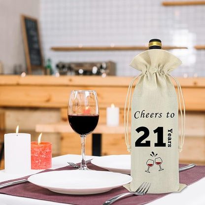 21st Birthday Wine Bag 21st Birthday Gift Presents for 21st Birthday Girl 21 Years Old Gift Idea for Her Friends Bestie Daughter Turning 21 Woman Birthday Party Anniversary Decorations Wine Bottle Bag