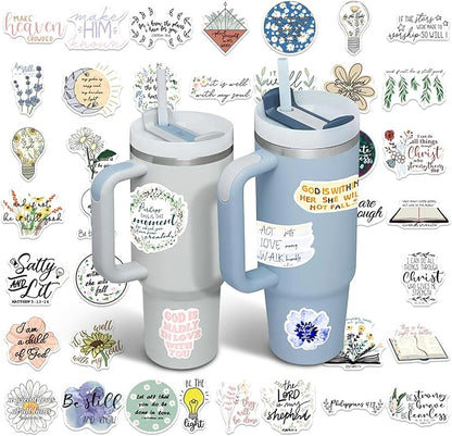 50Pcs Flower Stickers, Inspirational Retro Stickers for Tumbler Cup Water Bottle Laptop Phone Case Scrapbooking Skateboard Teens Aldult Kids