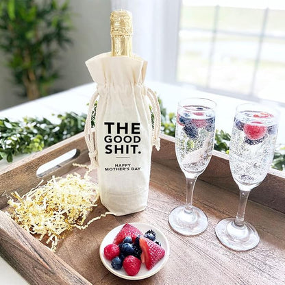 Andaz Press Happy Mother's Day Wine Bag, The Good Shit Wine Bottle Cover, Mother's Day Gifts, Funny Gifts For Mom, Canvas Wine Bag Champagne Bottle Bag Wine Bottle Gifts For Women, New Mom, 1-Pack
