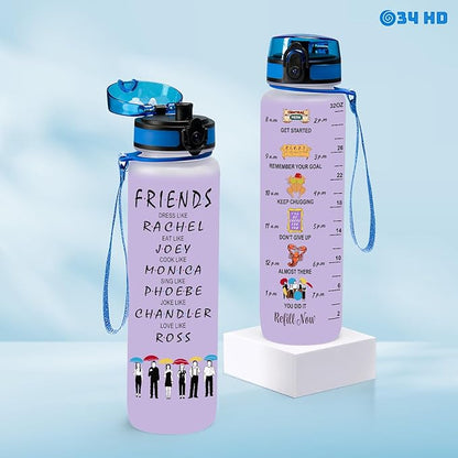 Gifts for Best Friends, Friends Water Bottle 32 oz with Time Marker, Bestie Motivational Bottle, Friendship Birthday Gifts, Bestie Gifts for Women