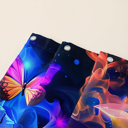 AILONEN Sugar Skull Shower Curtain,Blue Rose Flower Skull Bath Curtain,3D Printed Fire Skull Waterproof Curtain,Galaxy Butterfly Shower Curtain for Bathroom 60" W x 72" H