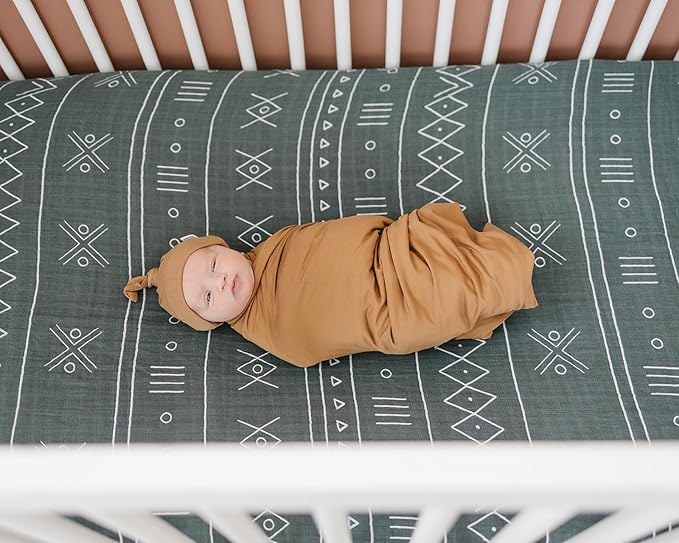 Alpine Muslin Crib Sheet by Mebie Baby, Soft and Breathable Bed Sheets for Babies, Modern Neutral Bedding for Cribs, Standard Crib Mattress Fitted Sheet, Great for Boy or Girl Room or Nursery