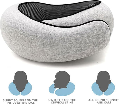 2024 Memory Foam Neck Pillow 360 Degree Neck Support Travel Pillows for Airplanes and Long Flight Travel Neck Pillow (Grey)