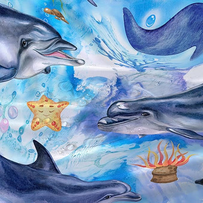 AILONEN Cute Cartoon Whale Shower Curtain,Kawaii Marine Animal Whale Bathroom Curtain for Kids Girls Boys,Blue Tie Dye Bath Curtain Set,Seaweed Fabric Shower Curtains for Bathroom, 48" W*72" H