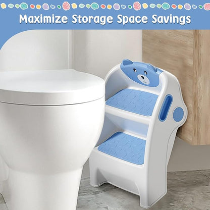 Toddler Step Stool for Bathroom Sink and Potty Training Durable Anti-Slip,Anti-Tip A-Frame,10-Second Assembly, 2-Step Potty Stool with Wide Steps,CPC Certified for Safe and Kids Easy Hand Washing