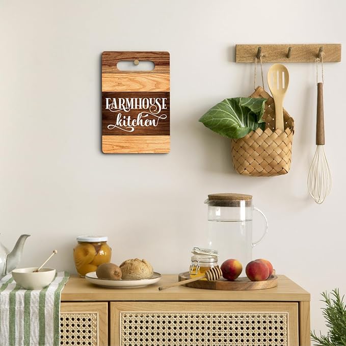 Farmhouse Kitchen Rules Cutting Board Gifts, Wood Cutting Boards for Kitchen, House Warming Gifts New Home, Kitchen Wall Art, Christmas Birthday Gifts for Women Mom Grandma 8 x 12 Inch