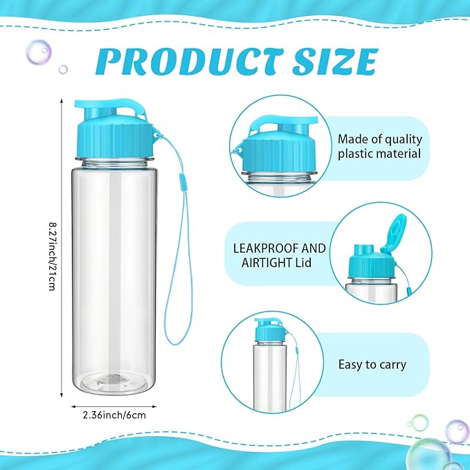 Mifoci 20 Pieces Water Bottle Bulk Plastic Water Bottles Bulk Gym Sports Adults Reusable Large Water Bottles with Leak Proof Flip Top for Party Outdoor(17 oz,Sky Blue)