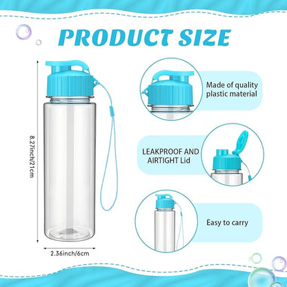 Mifoci 20 Pieces Water Bottle Bulk Plastic Water Bottles Bulk Gym Sports Adults Reusable Large Water Bottles with Leak Proof Flip Top for Party Outdoor(17 oz,Sky Blue)