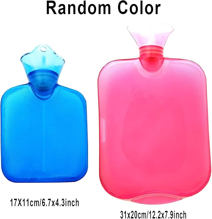 Markeny 2PCS Hot Water Bags, Premium Classic Rubber Water Bottle for Cold Weather