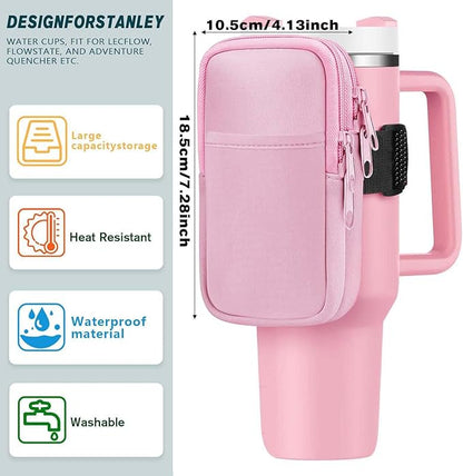Water Bottle Pouch for Stanley Quencher Adventure 40oz,Gym Tumbler Stanley Cup Accessories for Women,Tumbler Pouch for Cards, Keys, Earphone,Phones