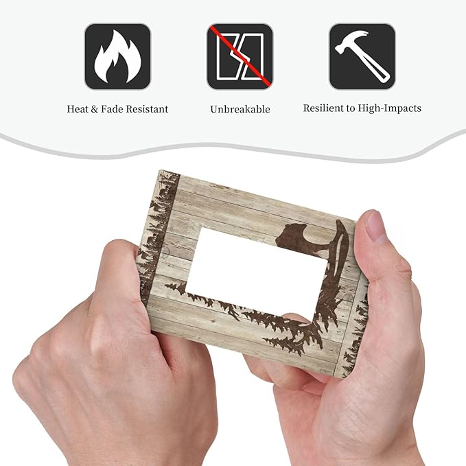 Rustic Wood Bear Forest 1 Gang Rocker Light Switch Plate Vintage Antique Cabin Single Decora Outlet Wall Plate Cover Faceplate Decorative Switchplate GFCI for Farmhouse Bathroom Bedroom Decorate