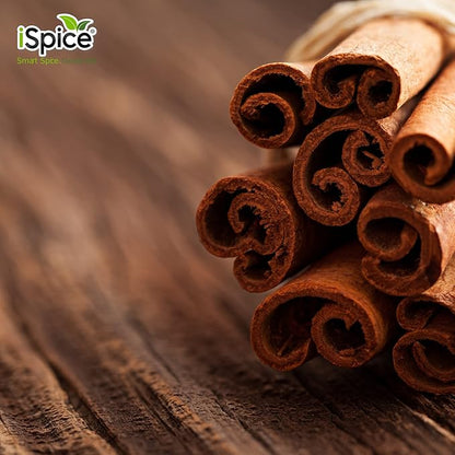 iSpice PREMIUM CINNAMON STICKS | Pure and Fresh | Essential Kitchen Spice | DELICIOUS- Free of ANY Artificial Colors | 3.6oz (96 gr)