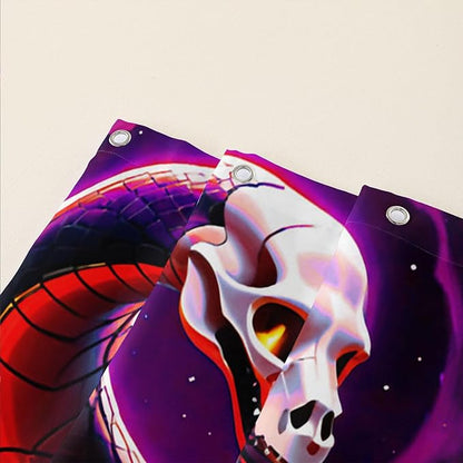 AILONEN Gothic Skull Shower Curtain for Bathroom,Terror Snake Skull Bath Curtain Decoration,Starry Skull Skeleton Print Waterproof Purple Curtain with 12 Plastic Hooks, 48" W*72" H