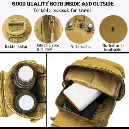 Outdoor Military Tactical Water Bottle Bag, Multi-Function Mount Water Bottle Bag for Camping Trip, with Adjustable Shoulder Strap, Large-Capacity Water Bottle Bag on Waist