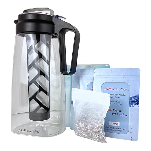 Alkaline Water Filter Pitcher with Infuser, Tritan Pitcher with Lid 2L | 9.5 pH Alkaline Filters | Tea Pitcher | Tritan BPA Free Ice Coffee Maker | Infuser Pitcher (No Filter)